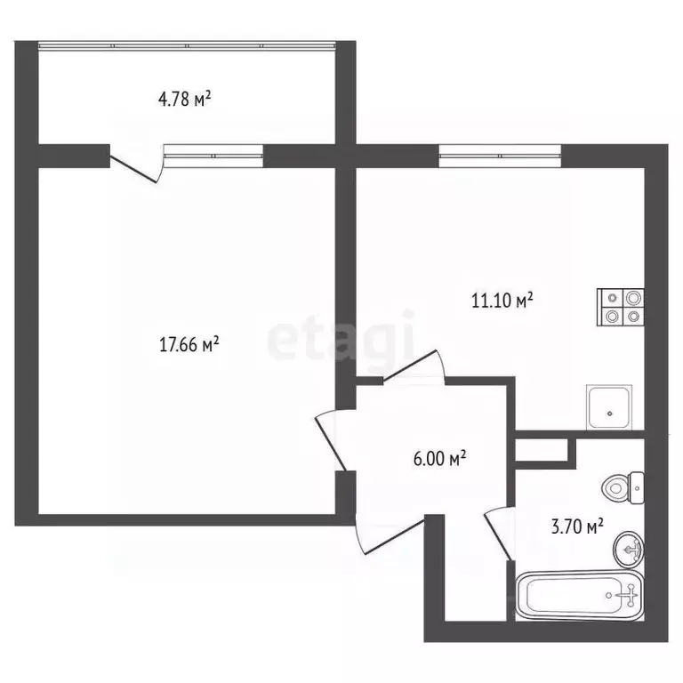 1-к кв. Челябинская область, Челябинск ул. Александра Шмакова, 16 ... - Фото 2