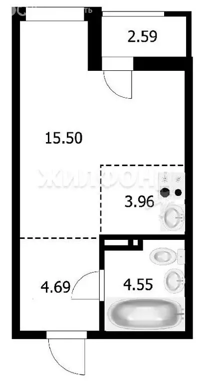 квартира-студия: новосибирск, выборная улица, 133/1 (27.6 м) - Фото 0