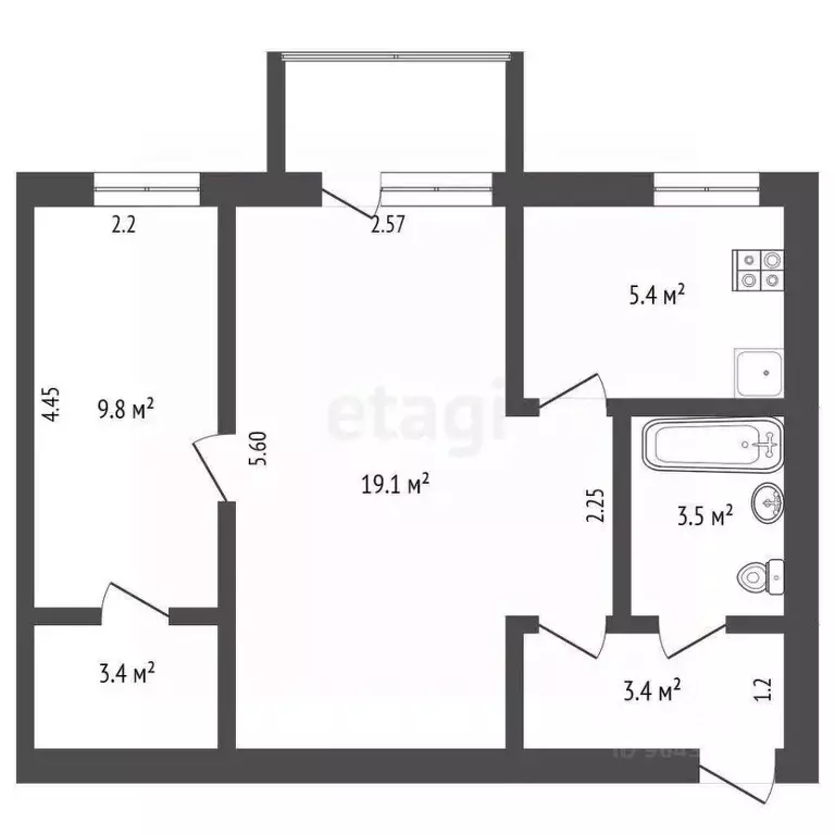 2-к кв. Крым, Ялта ул. Московская, 27 (48.0 м) - Фото 1