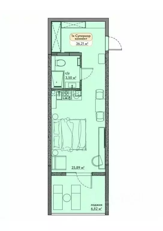 Студия Крым, Евпатория ул. Симферопольская, 1Ж (36.21 м) - Фото 0