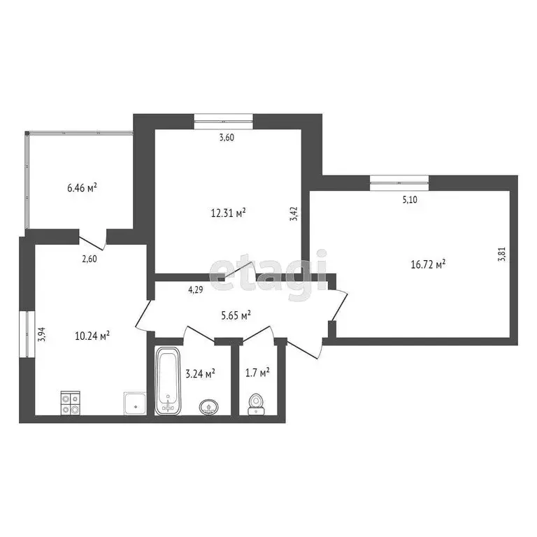 2-комнатная квартира: Сыктывкар, улица Морозова, 205 (51.1 м) - Фото 0