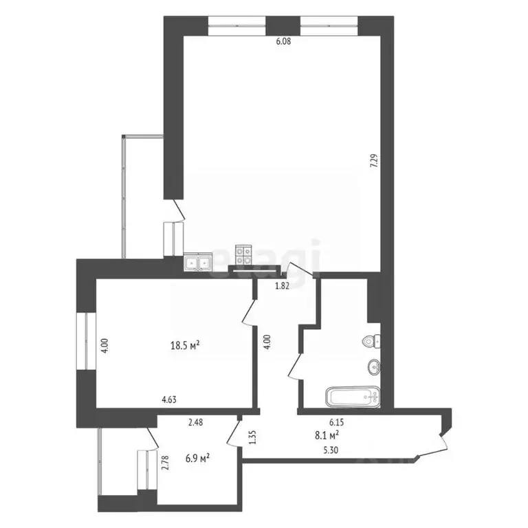 3-к кв. Тюменская область, Тюмень ул. Газовиков, 2 (91.8 м) - Фото 1