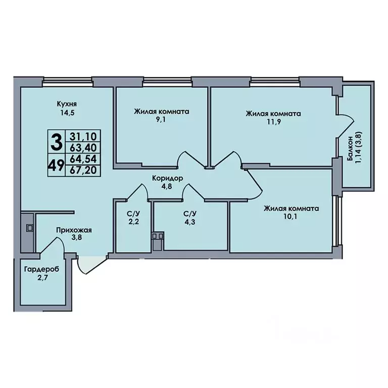 3-к кв. Пермский край, Пермский муниципальный округ, с. Лобаново ул. ... - Фото 1