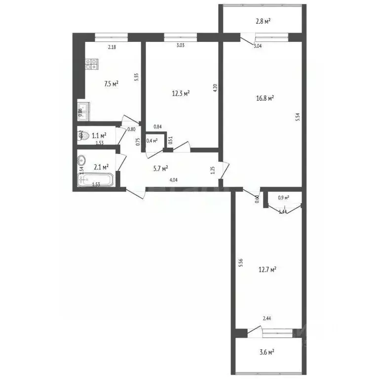 3-к кв. Самарская область, Самара ул. Фадеева, 46 (59.5 м) - Фото 2