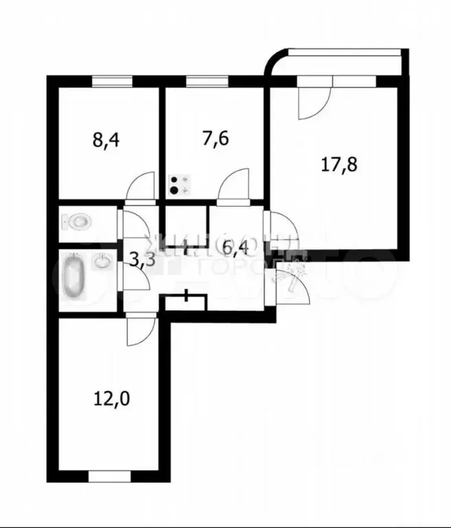 3-к. квартира, 62 м, 2/9 эт. - Фото 0