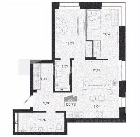 3-к кв. Томская область, Томск Сибирская ул., 83А (65.73 м) - Фото 1