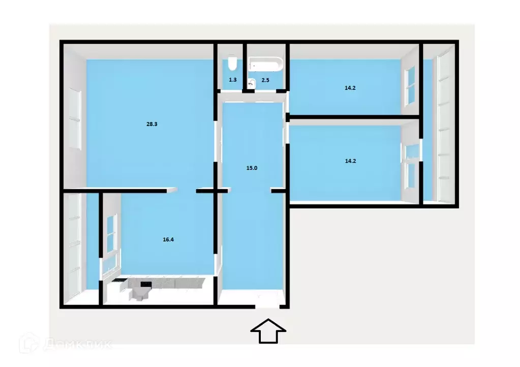 Продаётся 3-к квартира, 92.5 м - Фото 1