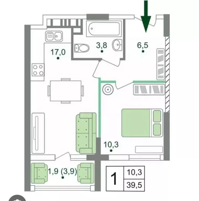 1-к кв. Крым, Симферополь ул. Крымской Весны, 14 (38.1 м) - Фото 2