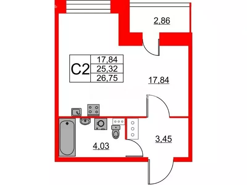 1-комнатная квартира: Кудрово, Солнечная улица, 10к1 (25.1 м) - Фото 0