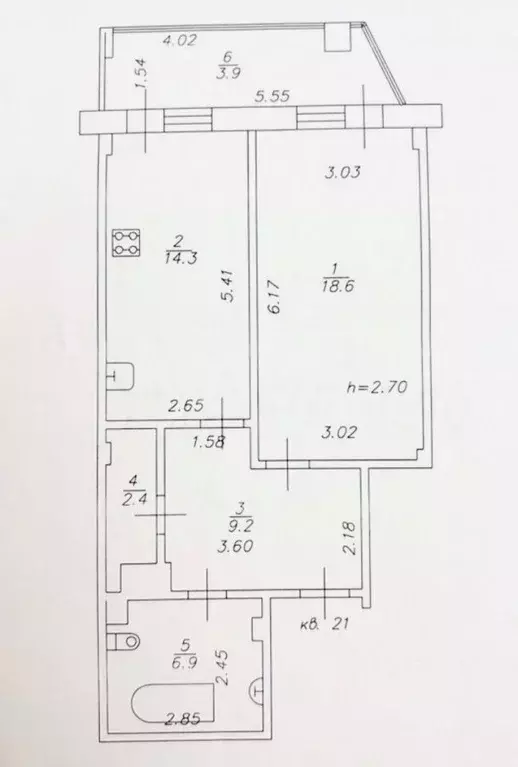 1-к кв. Татарстан, Казань ул. Аделя Кутуя, 110Б (51.4 м) - Фото 2