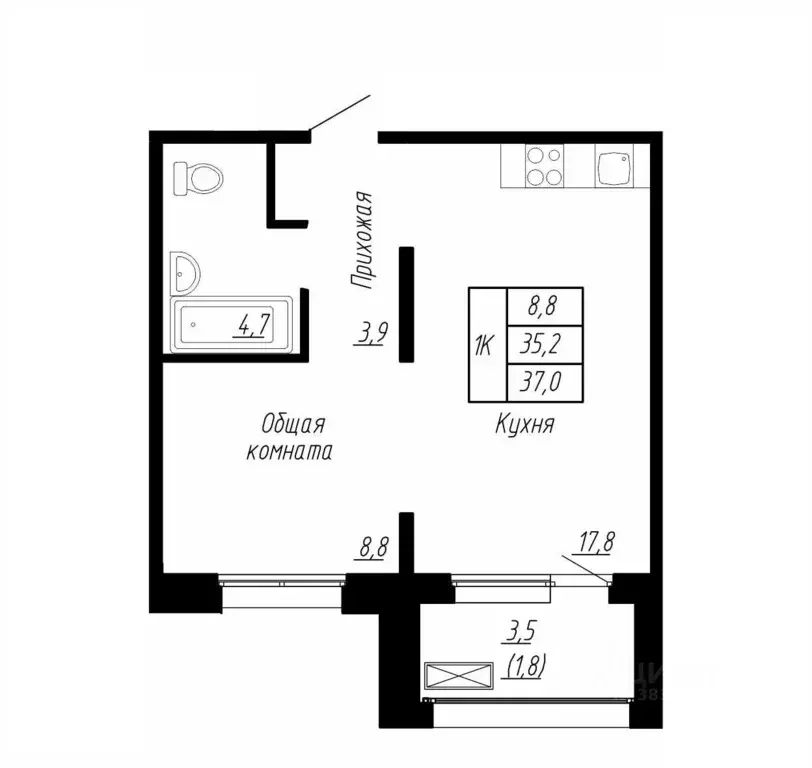 1-к кв. Ленинградская область, Тельмана Тосненский район, Сибирь жилой ... - Фото 1