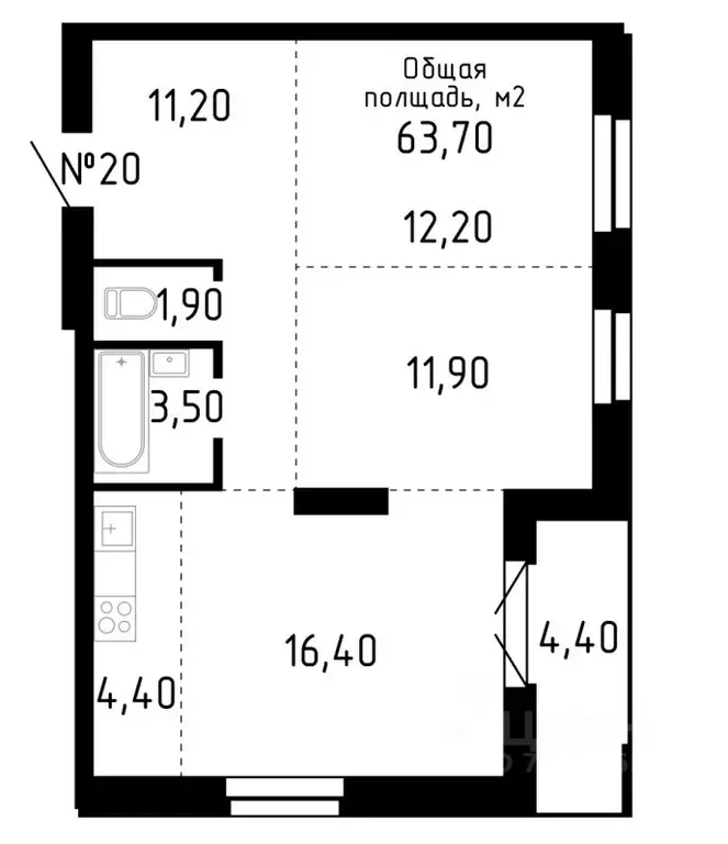 3-к кв. Алтайский край, Барнаул ул. Никитина, 12 (63.7 м) - Фото 0