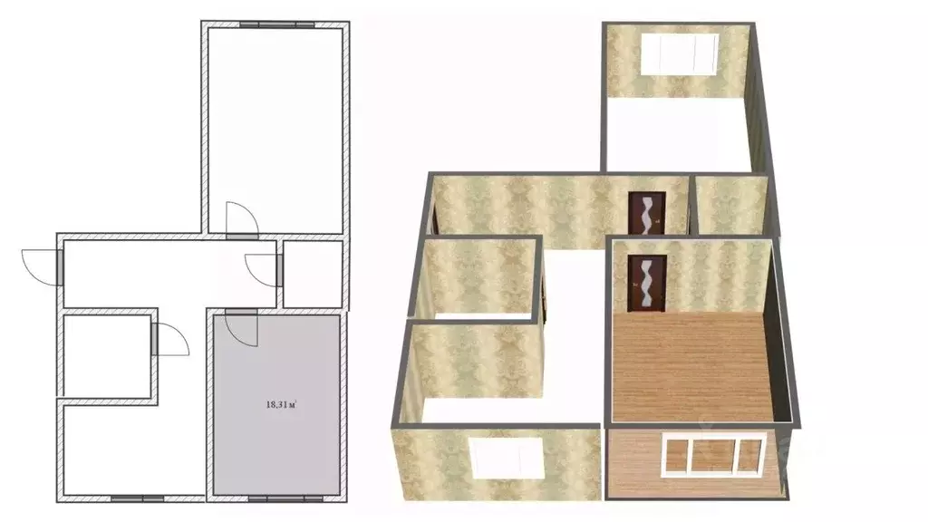 2-к кв. Ленинградская область, Луга ул. Кингисеппа, 8 (45.0 м) - Фото 1