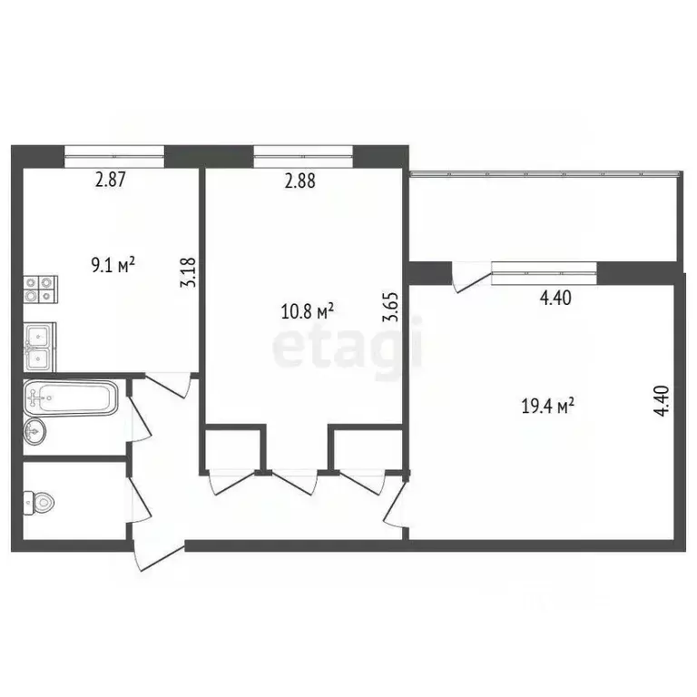 2-к кв. Ленинградская область, Ломоносовский район, Лебяженское ... - Фото 1