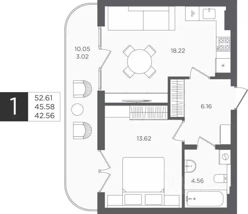 1-к кв. Калининградская область, Светлогорск ул. Нахимова (45.58 м) - Фото 1