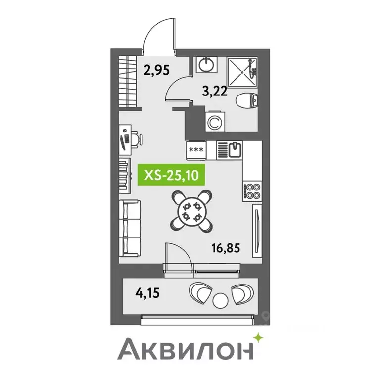Студия Санкт-Петербург ул. Среднерогатская, 11к2 (26.3 м) - Фото 0