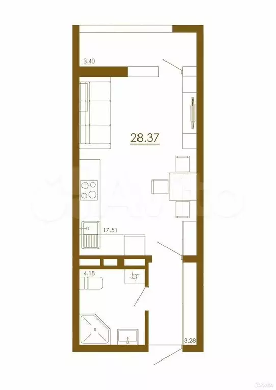 Квартира-студия, 28,4 м, 13/13 эт. - Фото 1