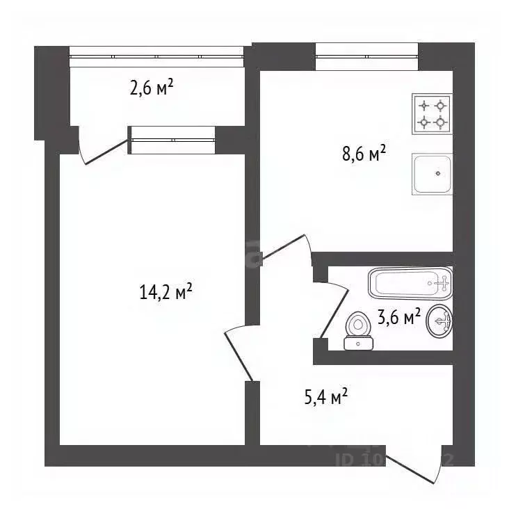 1-к кв. Башкортостан, Уфа ул. Академика Курчатова, 65/4 (31.5 м) - Фото 1