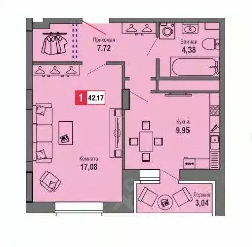 1-к кв. Тверская область, Тверь Оснабрюкская ул., 22к1 (42.17 м) - Фото 1