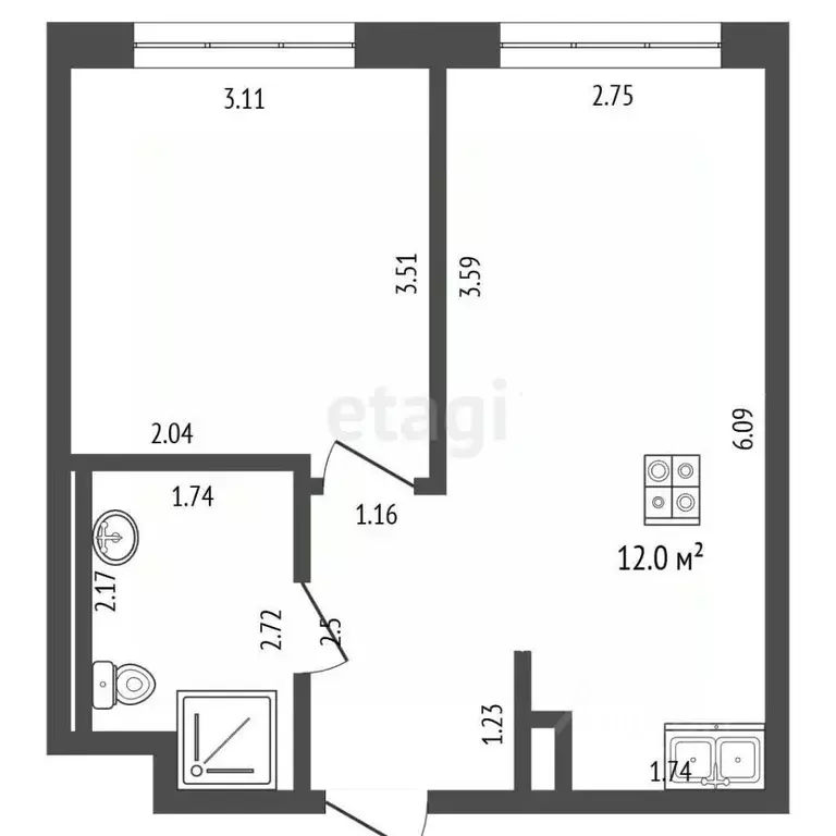 2-к кв. Москва Рязановское поселение, ул. Уточкина, 5к2 (34.2 м) - Фото 2
