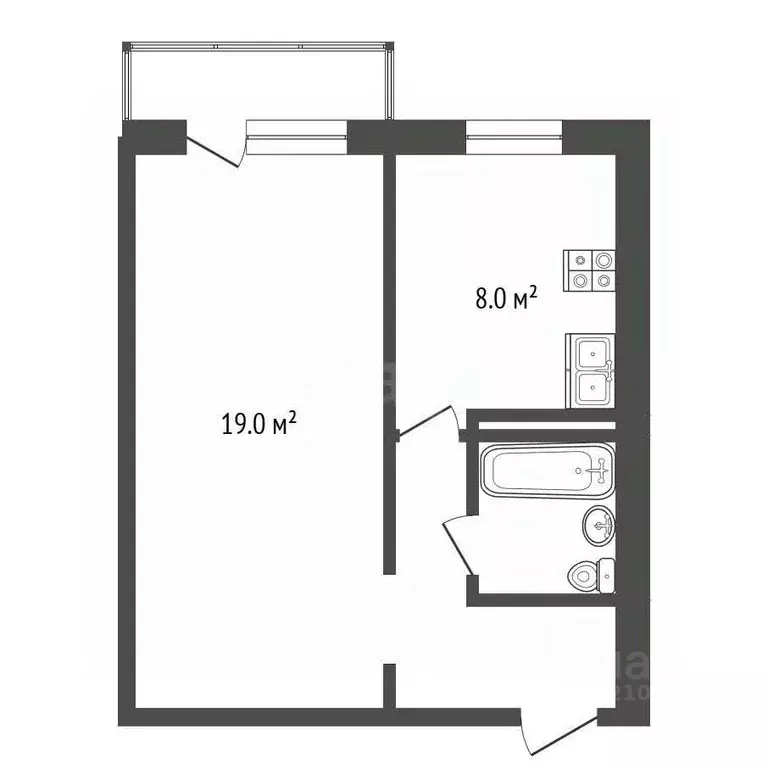 1-к кв. Татарстан, Набережные Челны 28-й комплекс, 1 (34.1 м) - Фото 1