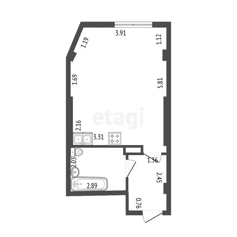 Квартира-студия: Мурино, улица Шоссе в Лаврики, 93 (33 м) - Фото 1