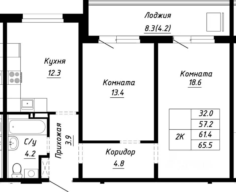 2-к кв. Алтайский край, Барнаул ул. Им. Анатолия Мельникова (61.4 м) - Фото 1