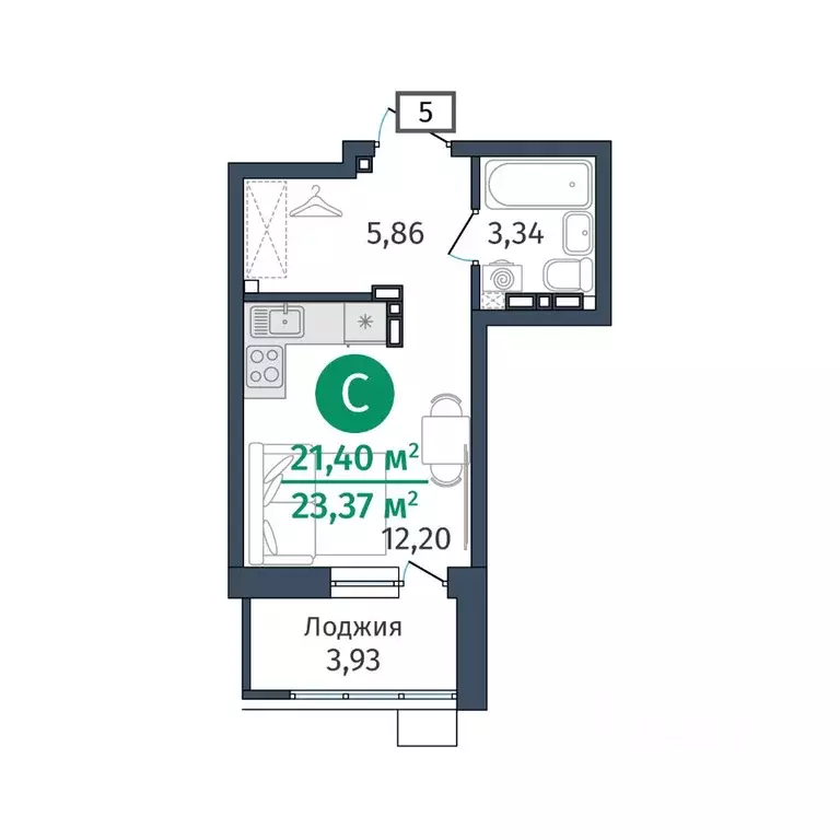 Студия Тюменская область, Тюменский муниципальный округ, д. Дударева ... - Фото 1