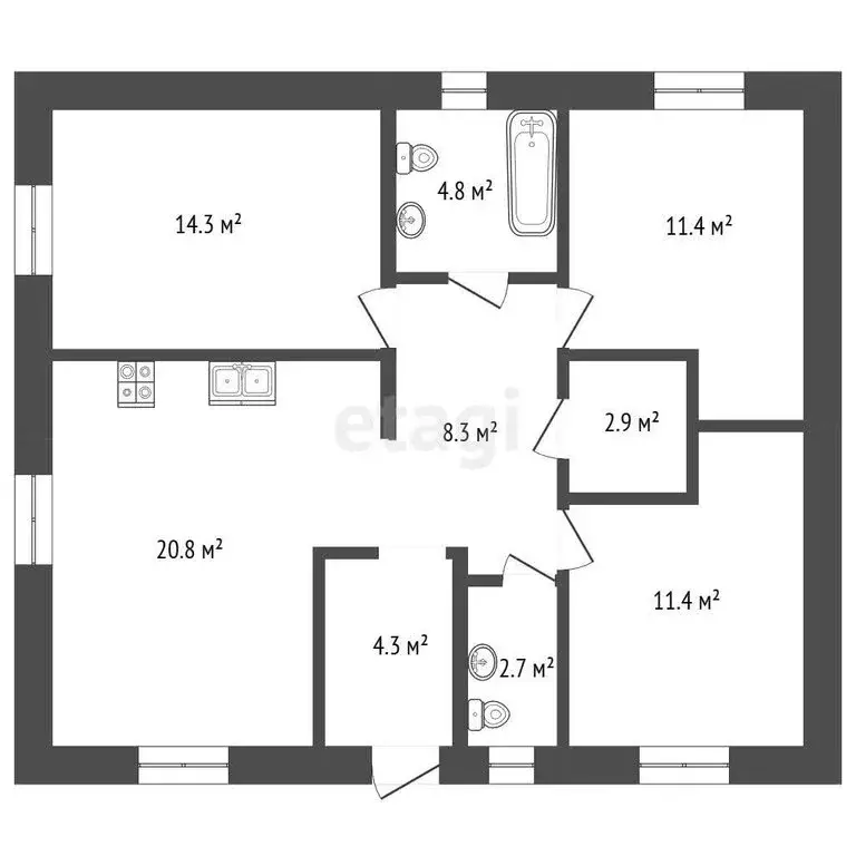 Дом в Тюмень, Центральный округ (80 м) - Фото 1