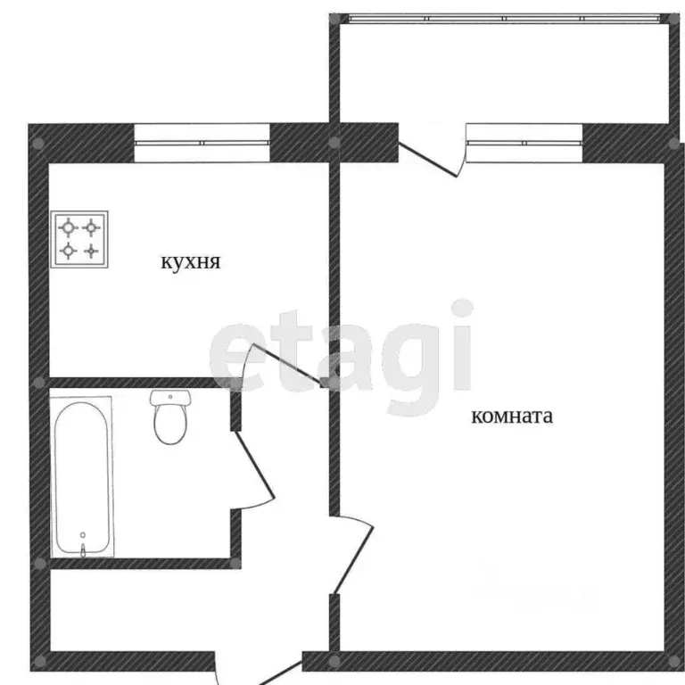 1-к кв. Ханты-Мансийский АО, Сургут Привокзальная ул., 4Б (32.0 м) - Фото 2