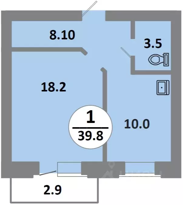 1-к кв. Красноярский край, Красноярск Соколовская ул., 52 (39.8 м) - Фото 0