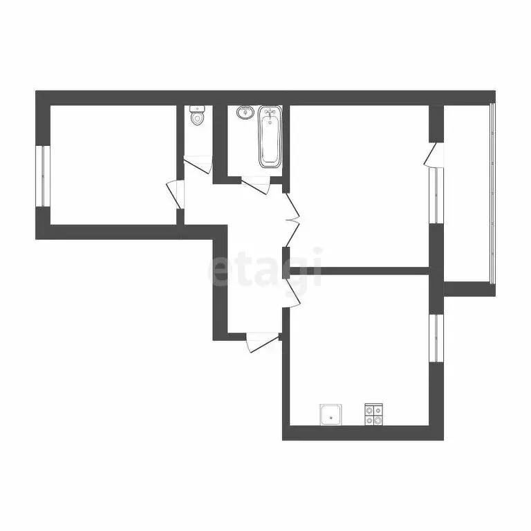 2-комнатная квартира: Тюмень, Газопромысловая улица, 9 (60.5 м) - Фото 0