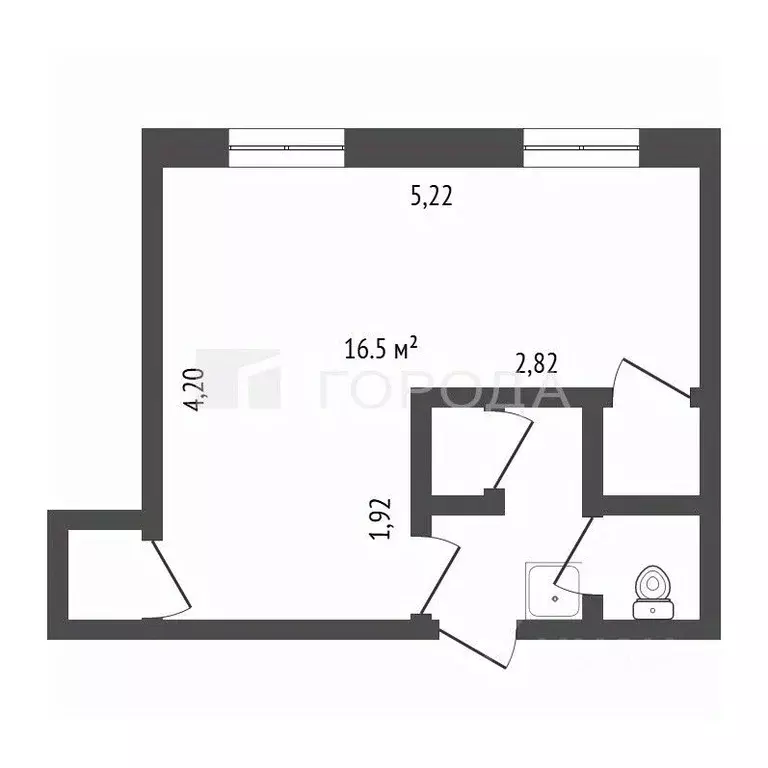 Студия Кемеровская область, Новокузнецк ул. Кузнецова, 4/2 (22.5 м) - Фото 2