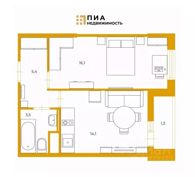 1-к кв. Санкт-Петербург ул. Вадима Шефнера, 14к1 (39.1 м) - Фото 1