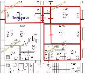 1к в 3-комнатной квартире (11.1 м) - Фото 1