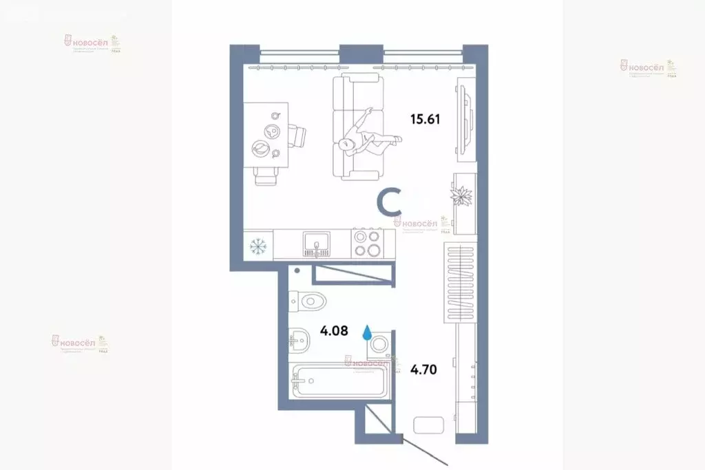 Квартира-студия: Екатеринбург, Сибирский тракт, 24Б (24 м) - Фото 1