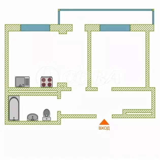 1-к кв. Тюменская область, Тюмень ул. Николая Никитина, 4 (38.4 м) - Фото 1