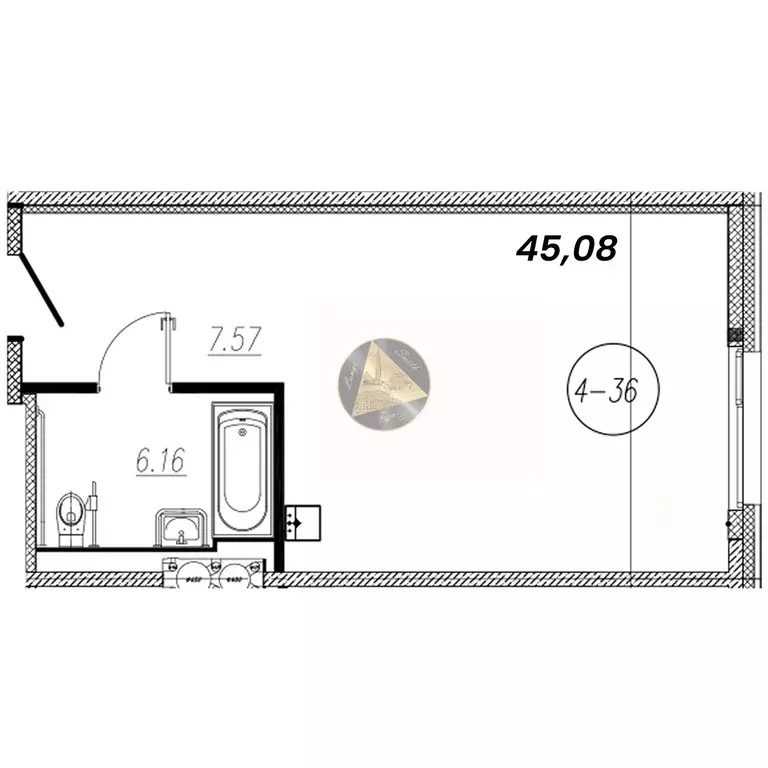 Продаётся квартира-студия, 45.08 м - Фото 1