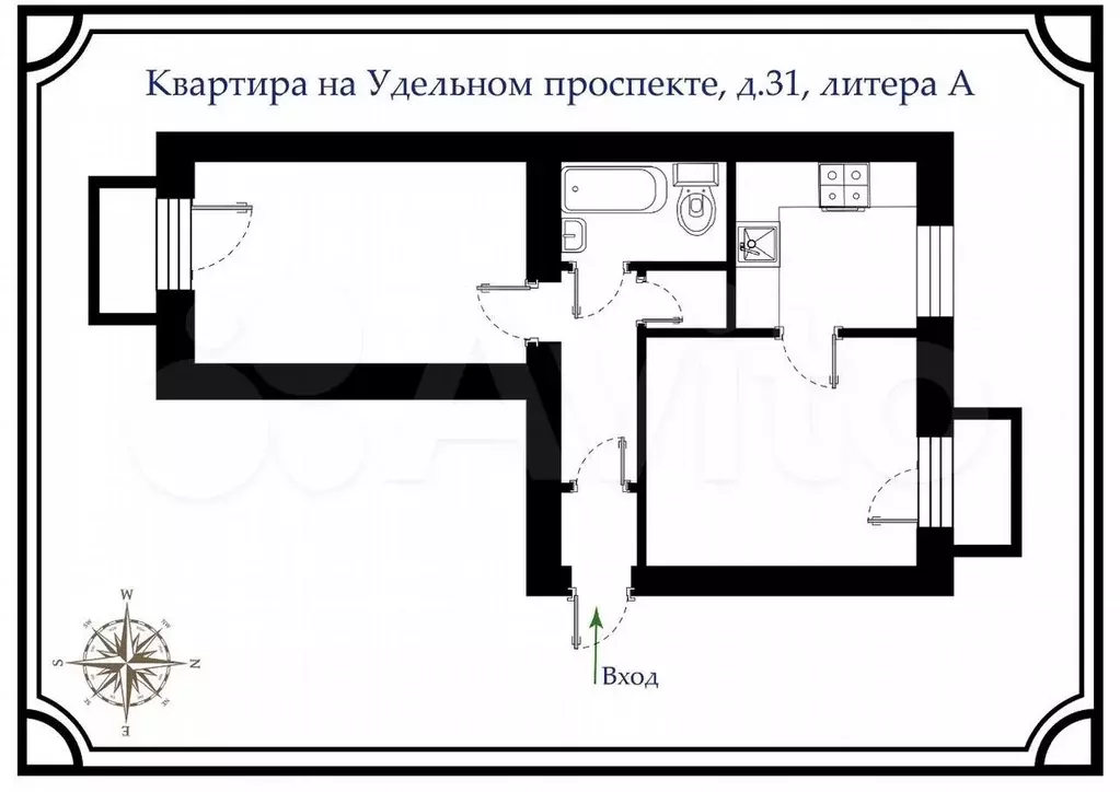 2-к. квартира, 54 м, 4/5 эт. - Фото 0