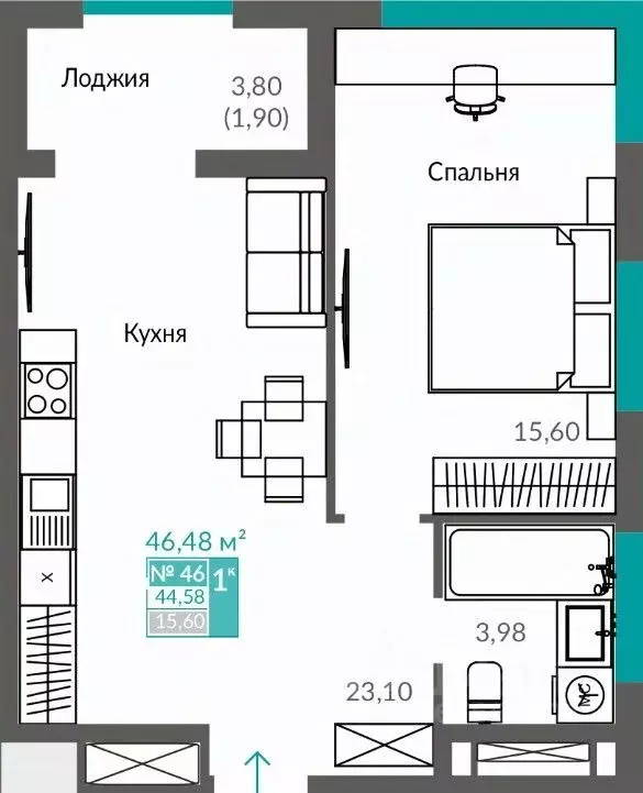1-к кв. Севастополь ш. Балаклавское (44.58 м) - Фото 1