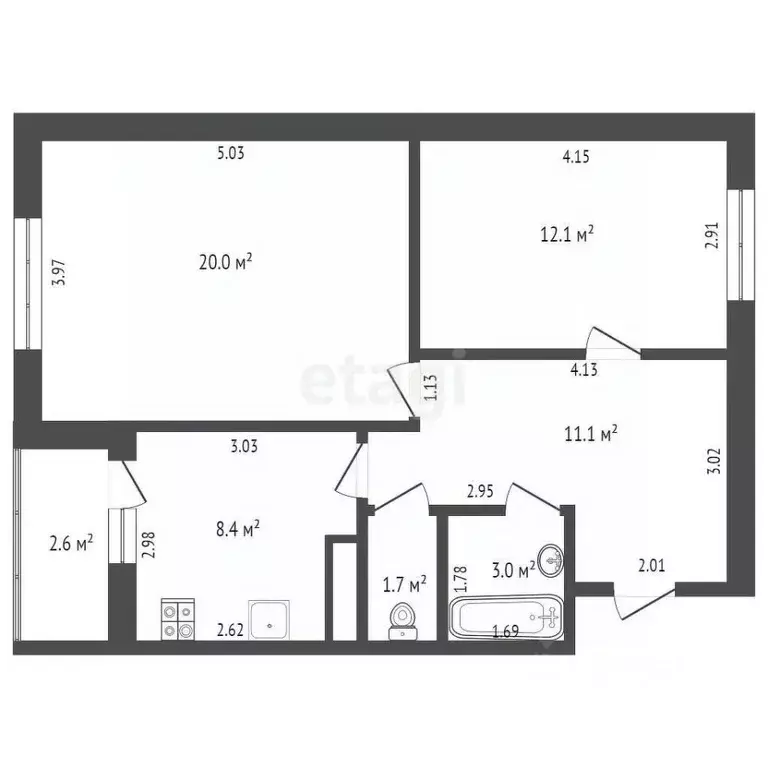 2-к кв. Ямало-Ненецкий АО, Новый Уренгой Строителей мкр, 5к5 (56.3 м) - Фото 2