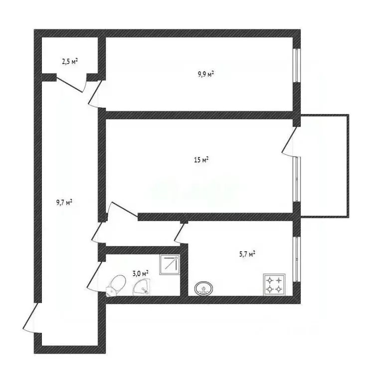 2-к кв. Белгородская область, Валуйки ул. Курячего, 24/2 (45.7 м) - Фото 2