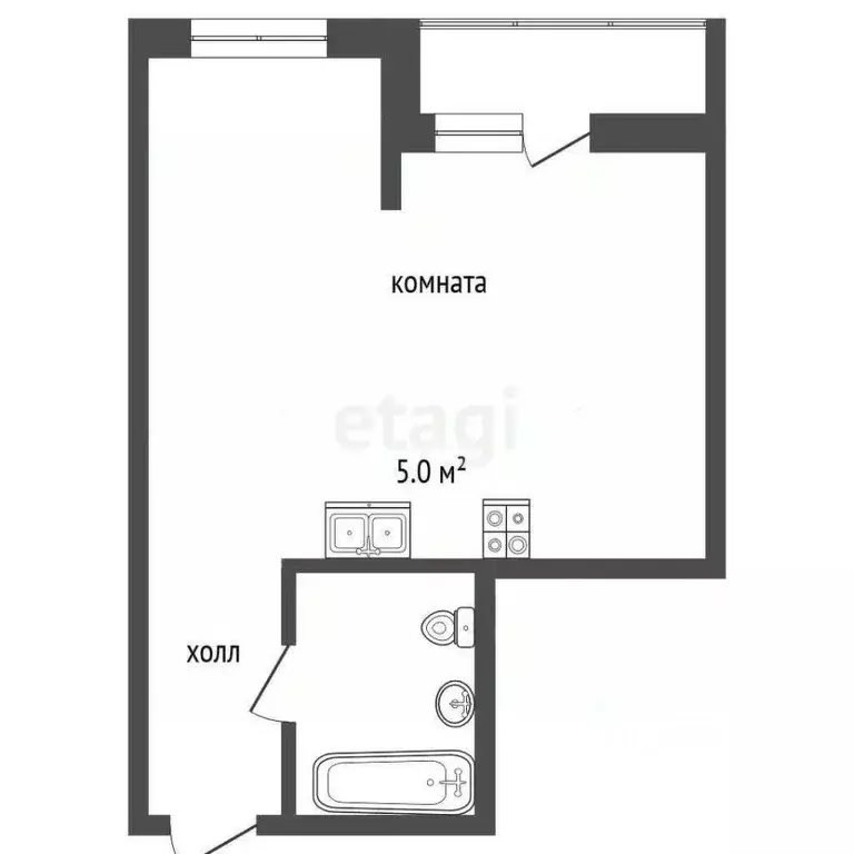 Студия Ростовская область, Аксай ул. Александра Невского, 2к2 (32.0 м) - Фото 2