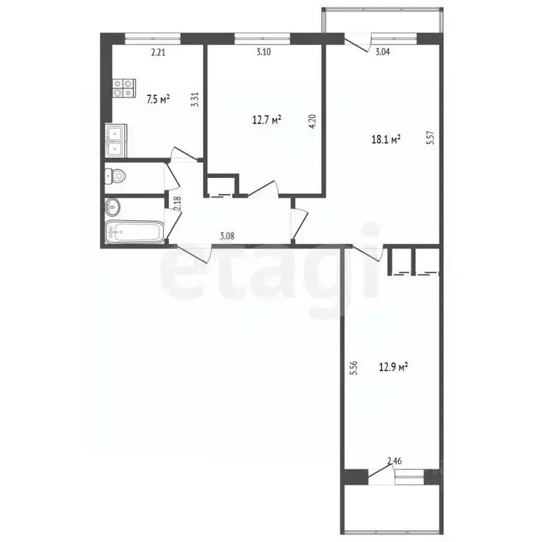 3-к кв. Пермский край, Пермь Уссурийская ул., 21А (60.0 м) - Фото 2