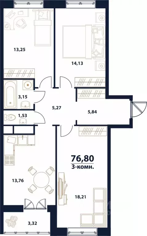 3-к кв. Ульяновская область, Ульяновск Новый Город мкр, 17-й кв-л, ... - Фото 1