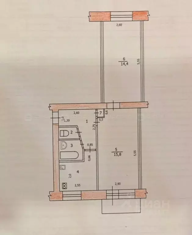 2-к кв. Татарстан, Казань ул. Химиков, 59 (43.6 м) - Фото 2