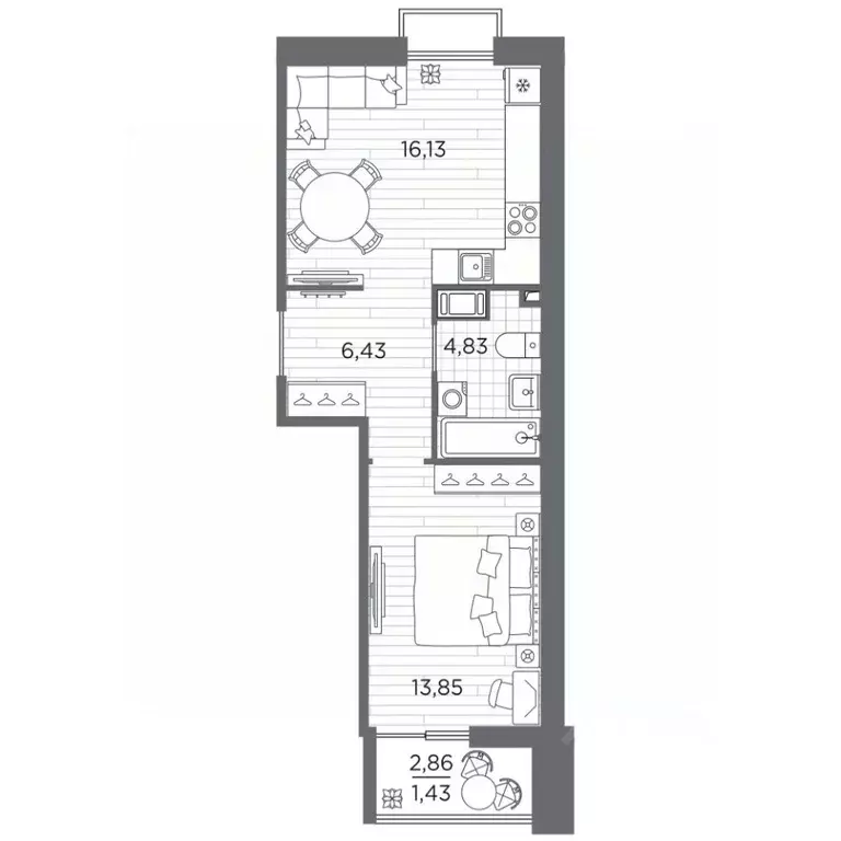 1-к кв. Санкт-Петербург Полюстровский просп., 87 (42.67 м) - Фото 1