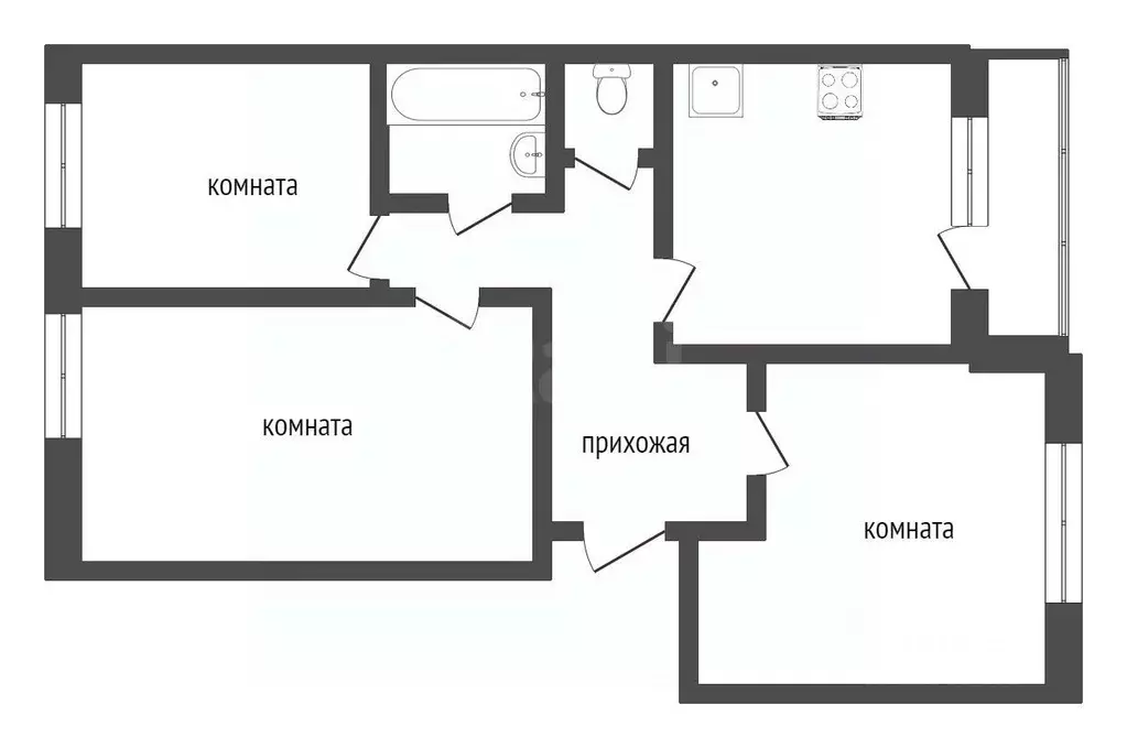 3-к кв. Тюменская область, Тюмень ул. Червишевский Тракт, 45к10 (76.7 ... - Фото 1