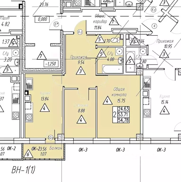 2-к кв. Саха (Якутия), Якутск Парк Победы жилой комплекс (54.78 м) - Фото 1