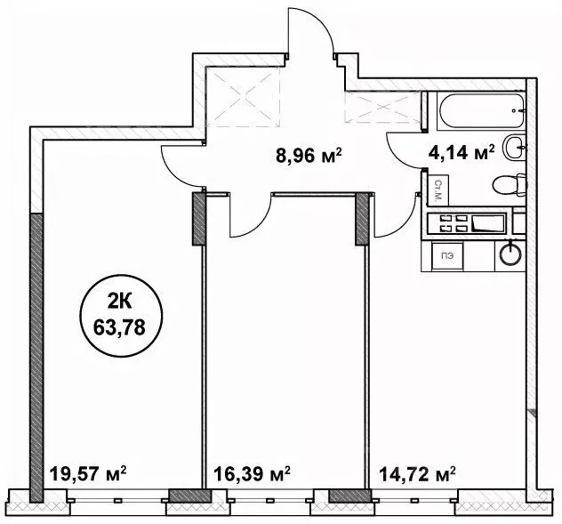 2-к кв. Нижегородская область, Нижний Новгород ул. Родионова (63.78 м) - Фото 1